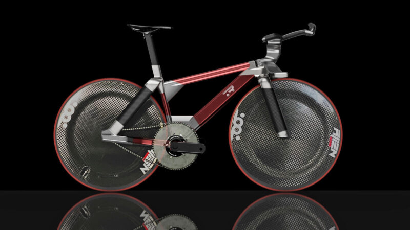 TRed X23 Swanigami individualized aerodynamics 3D-printed scandium aluminum alloy track bike prototype, rendering